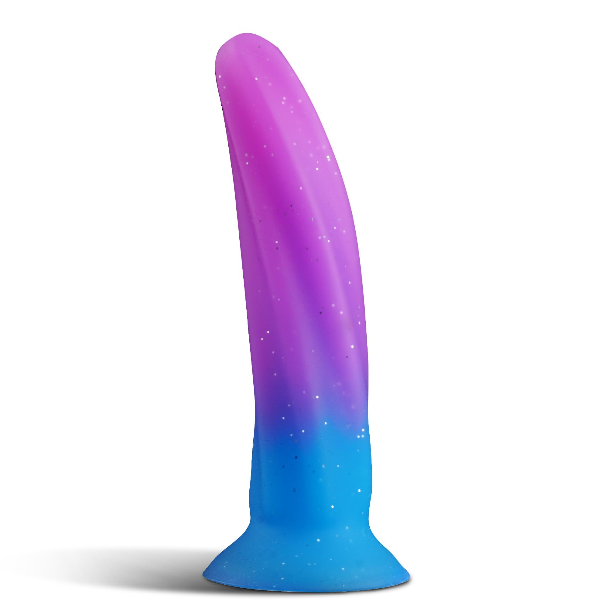 Soft 6-Inch Silicone Dildo with Suction Cup – Slim G-Spot & Prostate Toy for Beginners, Small Fantasy Anal & Butt Plug for Men and Women, Purple Blue