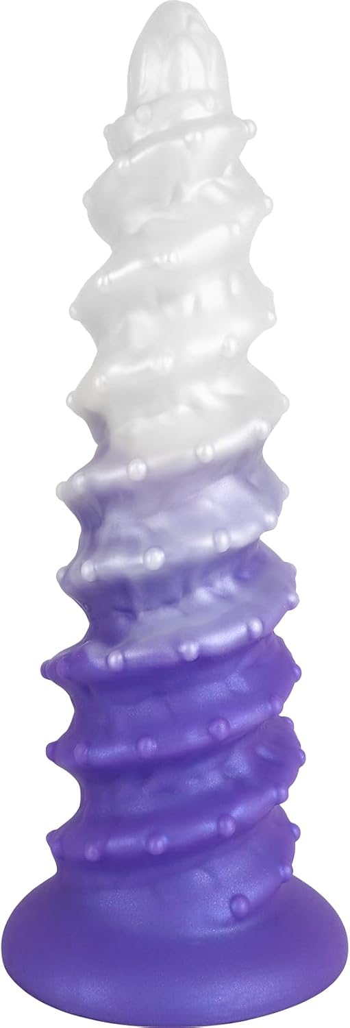 Huge Fantasy Tapered Dildo, 10 Inch Big Monster Silicone G Spot Anal Dildo, Thick Ribbed Purple Dildos with Powerful Suction Cup, Soft Textured Large Dragon Dildos Weird Alien Sex Toys for Men Women