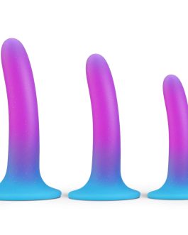 Anal Plug Trainer Kit:3PCS Silicone Butt Plugs Soft Anal Sex Toys Kit, Strong Suction Anal Plugs Dildo for Adult Beginner Men Women Couples Prostate Massage Anal Plugs Toys (Purple Blue)