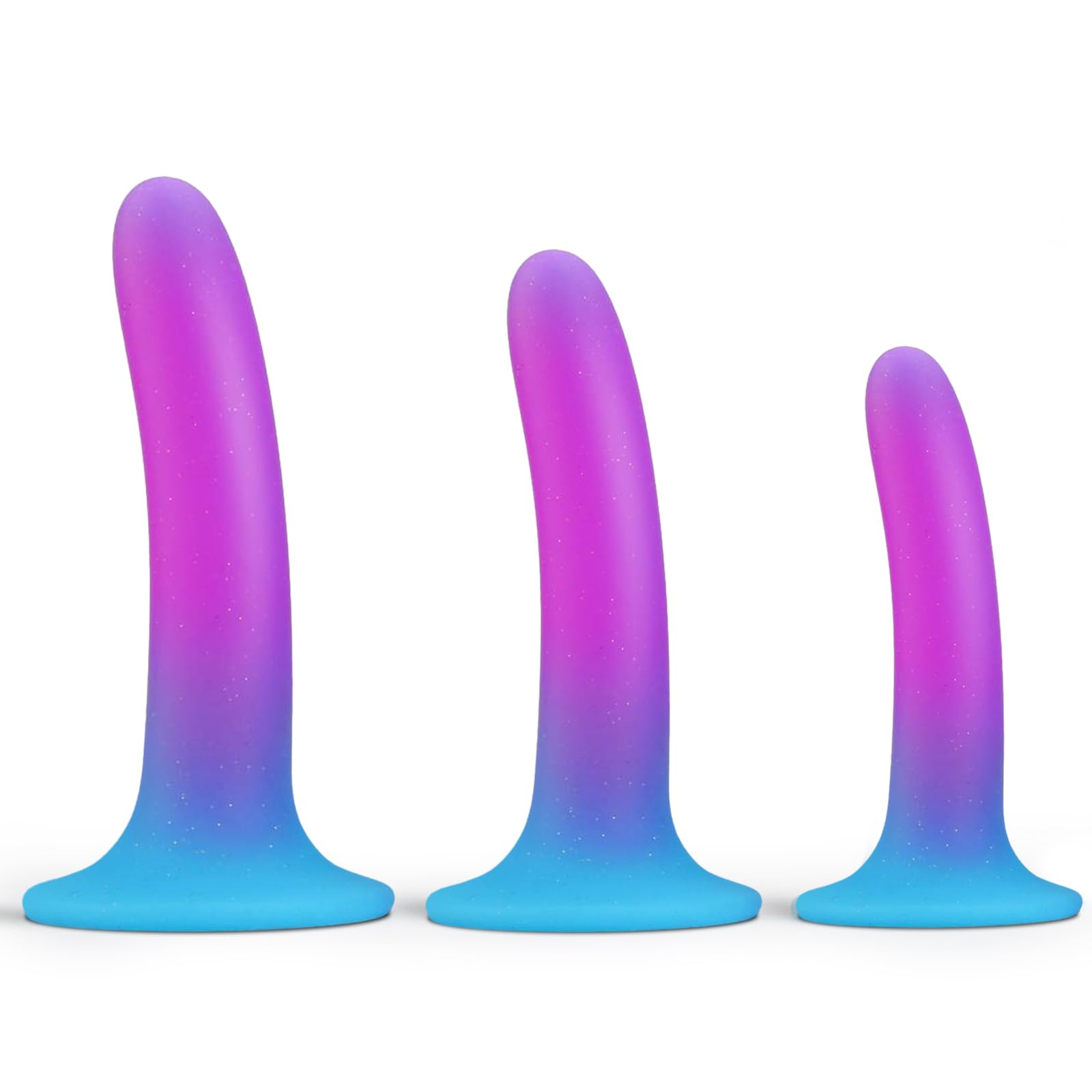 Anal Plug Trainer Kit:3PCS Silicone Butt Plugs Soft Anal Sex Toys Kit, Strong Suction Anal Plugs Dildo for Adult Beginner Men Women Couples Prostate Massage Anal Plugs Toys (Purple Blue)