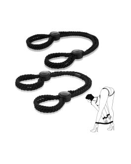 Rope Handcuffs Bracelets 2 Pcs Sex Restraints Ankle Cuffs BDSM Bondage Adjustable Handcuffs Anklets Sex Toys Cotton Ropes Wrist Cuffs Beginner Fetish Adult SM Game for Women (Black)