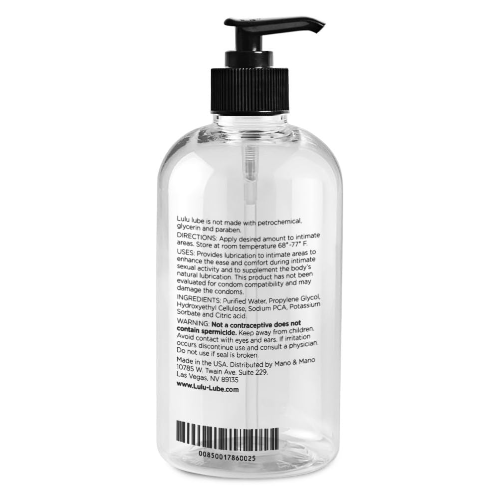 Lulu Natural Water Based Lube Personal Liquid Lubricant for Couples 16oz