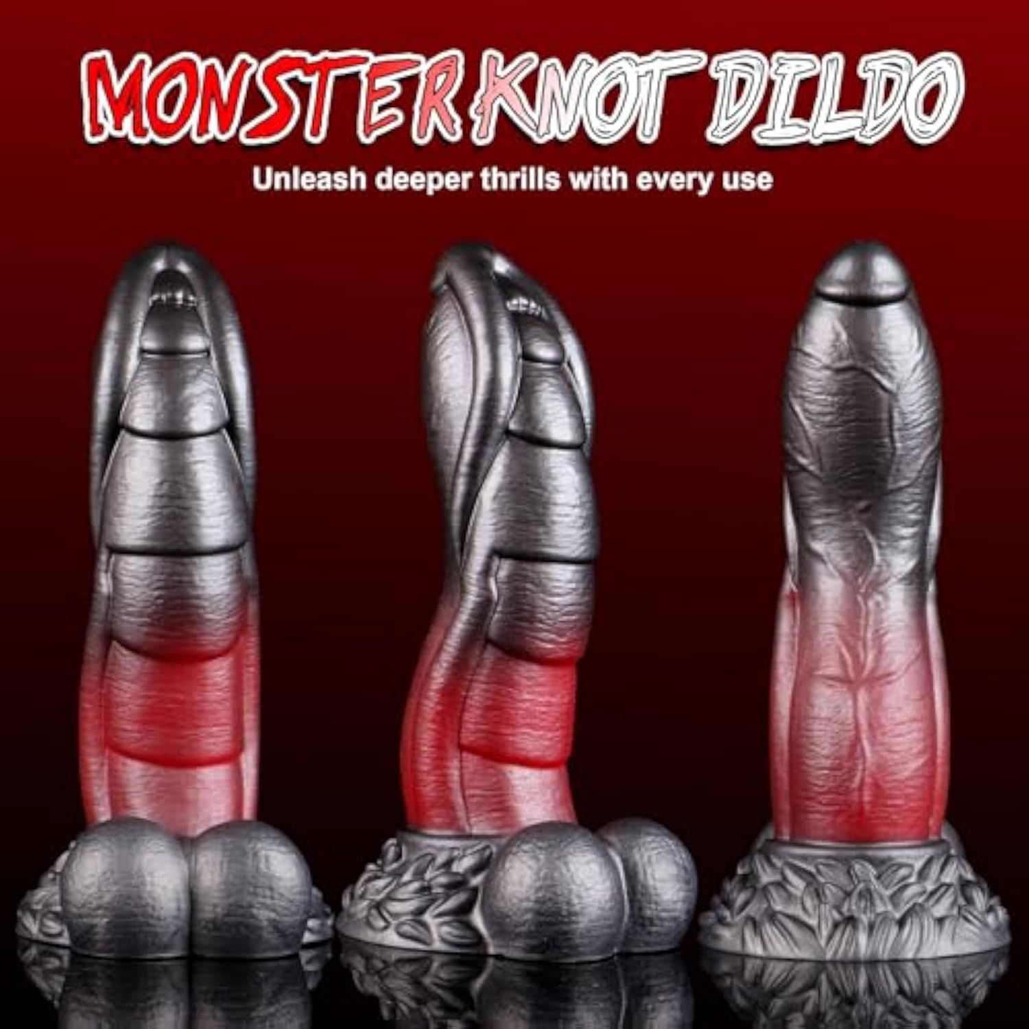 8'' Fantasy Dragon Dildo with Balls, Monster Dildo Huge Thick Horse Dildo | Silicone Creature Dildos with Suction Cup, Giant Alien Cock Girthy Ribbed Anal Toy, Curved Sex Toys for Man Women Couple