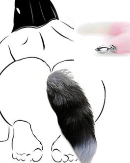Ooiixx Butt Plug Fox Tail Cosplay Anal Plug Anal Butt Plug Adult Sex Toys for Beginner Women Men Couple (18″ Pink-White)