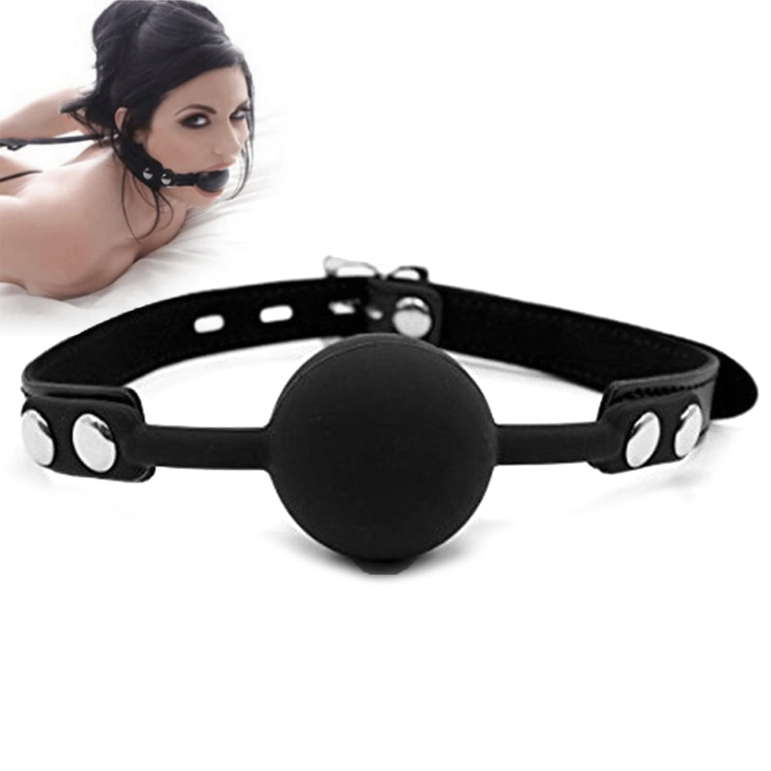 Leather Restraints Ball Mouth Plug Silicone Bondage Ball Gag for Sex