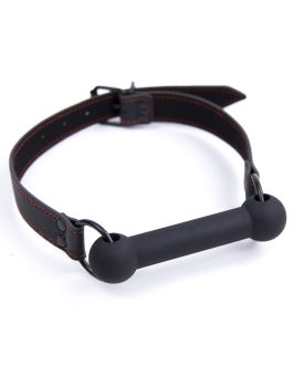 CLROY® Leather Bondage Toys Faux Leather Open Mouth Gag with Silicone Bar, Bondage Restraints Bite Gag Adult Sex Toys (Color-1)
