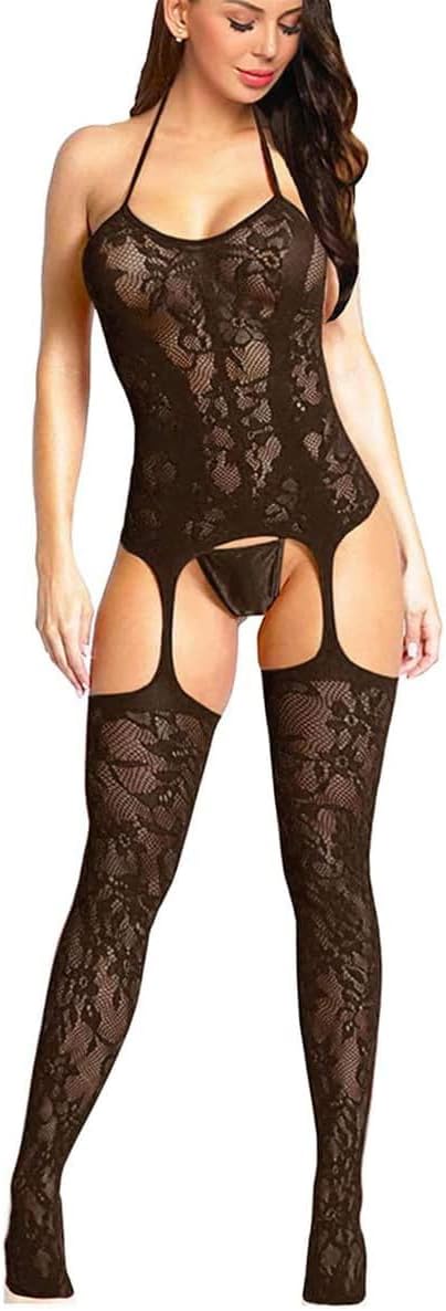 Buitifo Womens Fishnet Bodystocking Plus Size Bodysuit Sexy Tights Soft Nightwear Lingerie