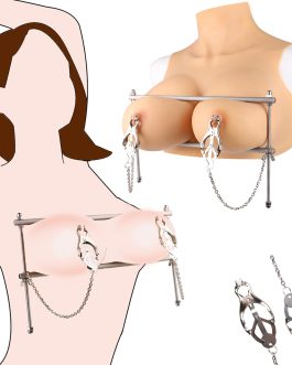 BDSM Kit Breast Bondage Restraints with Clover Nipple Clamps,Sex Restraints Slave BDSM Kink Toy，Adjustable Compaction Rack Breast Torture Stimulation Sex Toys for Couples