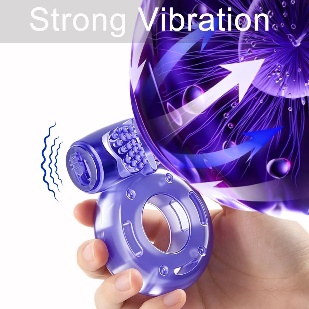 6 Pcs Vibrating Cock Ring Set Waterproof Penis Ring Sleeve Silicone Clitoral Vibrator Stimulator Erection Enhancing Long Lasting Adult Toy for Men and Couples Intimate Pleasure(Black&Sky Blue)