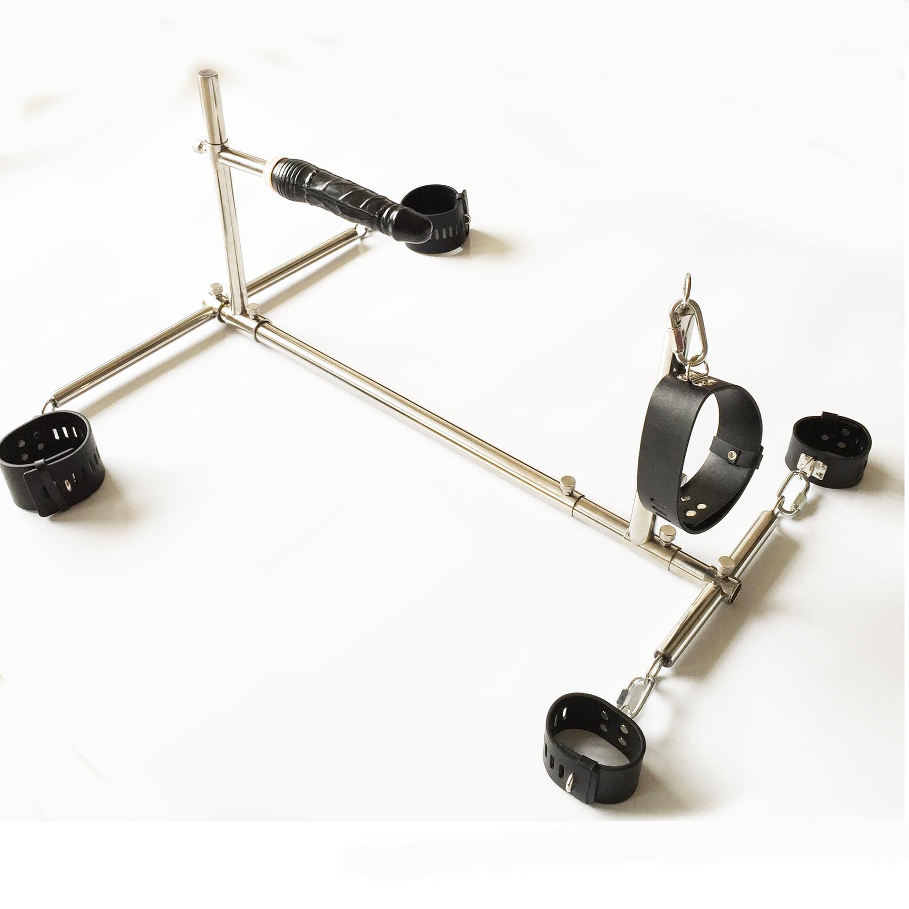 Heavy Sex Machine Duty Stainless Steel Bar Spreader with Dildo Hand Foot Collar Bondage Toture Rack Frame Handcuffs BDSM Tie Set