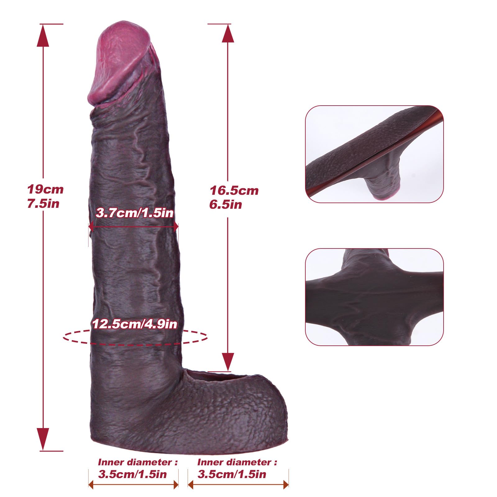 Realistic Penis Enlarger for Men, Reusable 7.5-Inch Silicone Penis Sleeve with Thickened Cock Ring Extender, Delay Ejaculation, Enhance Erection Dildo, Male Couples Adult Toy Umania