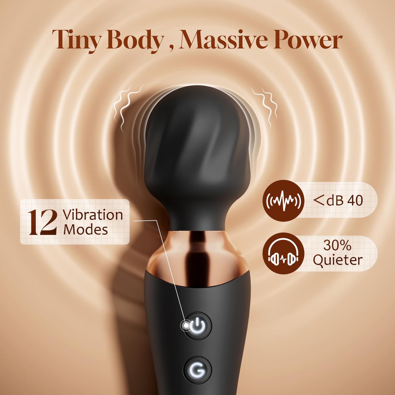 MOOLIGIRL Vibrator Wand Dual-Ended Dildo, 24 Vibration Patterns, Adult Women G Spot Sex Toy, Powerful Quiet Motor, Cordless & Waterproof Massager Solo & Couple Clitoral Nipple Toys - Black