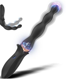 Vibrating Anal Beads Beginner-Friendly Butt Plug, Adult Sex Toy for Men Women Couples, Flexible Silicone Prostate Massger Anal Vibrator with 2 Motors 10 Vibrations, Anal Plug Anal Toy Anal Sex Toys