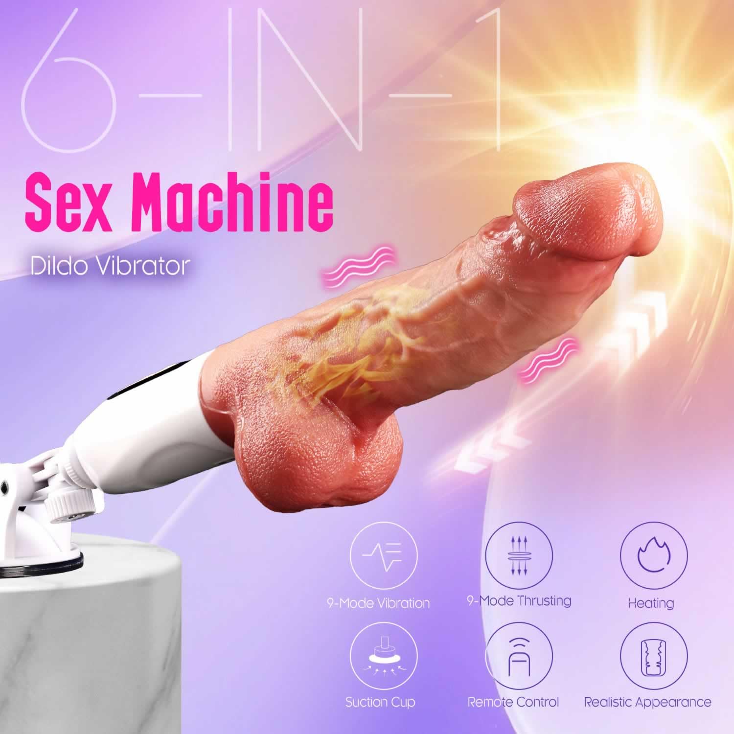 Thrusting Dildo Vibrator Sex Toys Machine, Upgraded Realistic Vibrating Dildos with Adjustable Suction Cup, G Spot Dildo Adult Toy with 9 Vibration & 9 Thrusting & Heating Modes for Women Men Couple