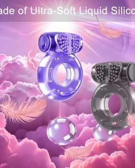 6 Pcs Vibrating Cock Ring Set Waterproof Penis Ring Sleeve Silicone Clitoral Vibrator Stimulator Erection Enhancing Long Lasting Adult Toy for Men and Couples Intimate Pleasure(Black&Sky Blue)