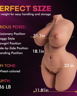 36LB Life Size Flexible Torso Sex Dolls for Men, Adult Sex Toys with Soft Big Boobs Big Butt Pussy Ass, Realistic Full Size Love Doll Vagina Anal Breast Sex for Lifelike Sex Doll (Wheat)