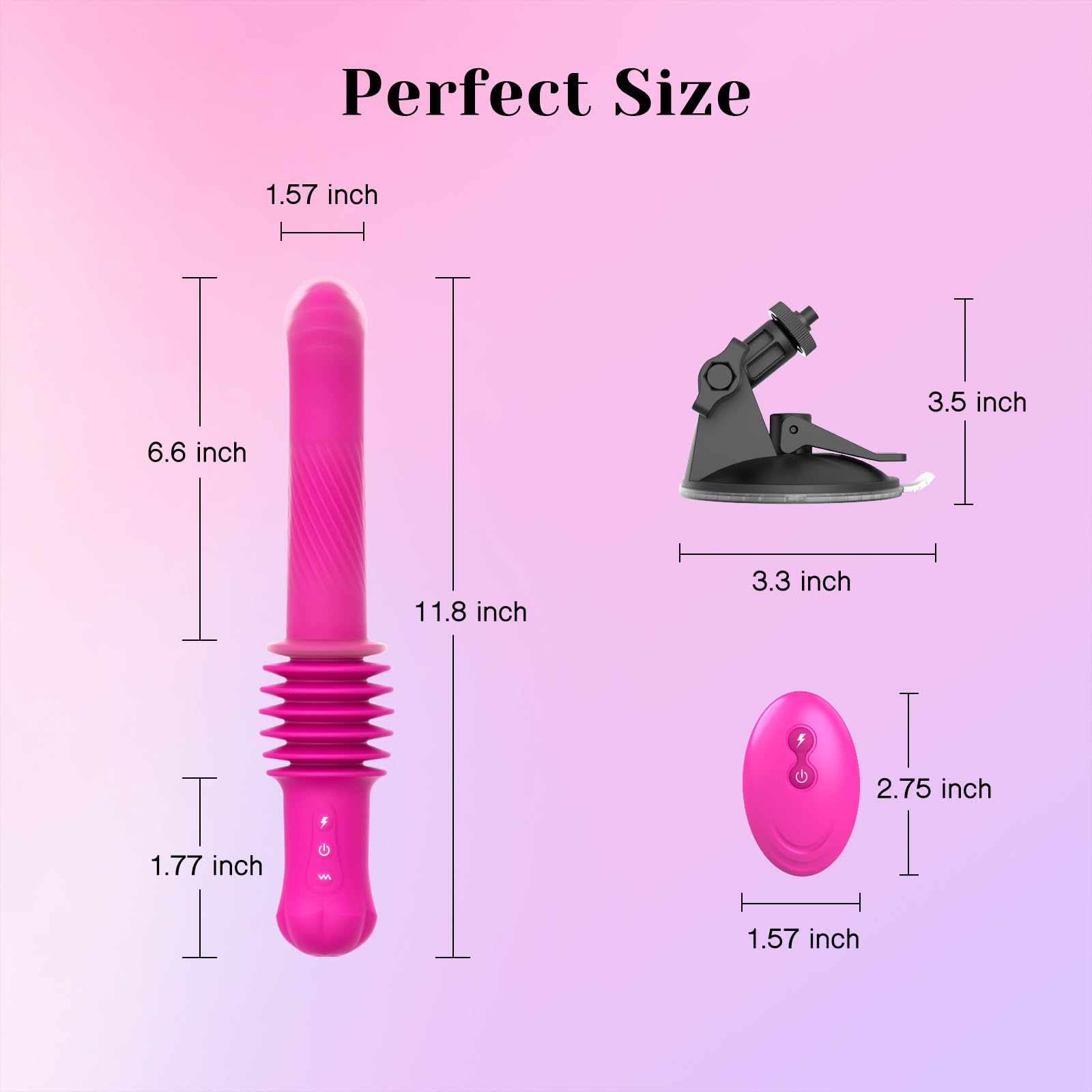 Tracy’s Dog Thrusting Dildo Sex Machine for Women, 2.36-Inch Deep Thrusts Vibrator Sex Toy with 3 Speeds & 10 Vibration Modes, Remote Control Adult Toy, Dual-Layer Silicone, Heating Function(Lento)