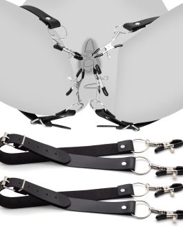 Adjustable Labia Spreader Straps with Clamps, BDSM Bondage Restraints Couples Sex Toys Sex Furniture Nipple Toys Fetish Nipple Clips for Adult Sex Game Play Open Vaginal Pussy Clitoral Labia Clamps