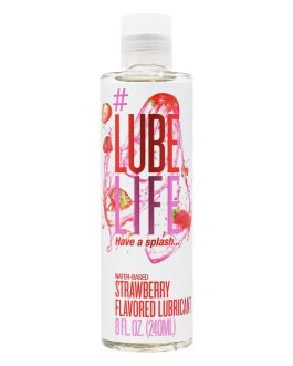 LUBELIFE Water-Based Strawberry Flavored Lubricant, Personal Lube for Men, Women and Couples, Made Without Added Sugar, 8 Fl Oz