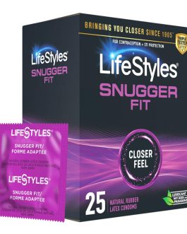 Lifestyles Snugger Fit Natural Rubber and Lubricated Latex Condoms Value Pack, 25 Count, 1 Pack, Triple Tested for Best Protection, Made with UltraGlide Silicone Lube
