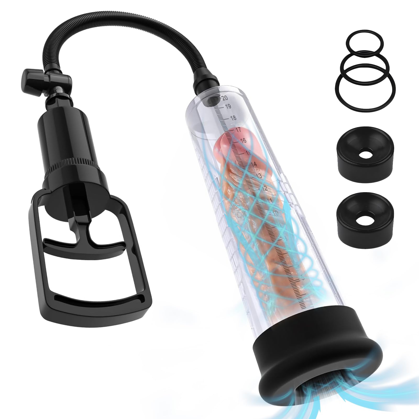 Penis Pump for Men Manual Penis Vacuum Pump with Pocket Pussy Sleeve Penis Enlarger and Extender for Male Enhancement Erection Booster and Sexual Pleasure Adult Sex Toy with Suction Sleeves