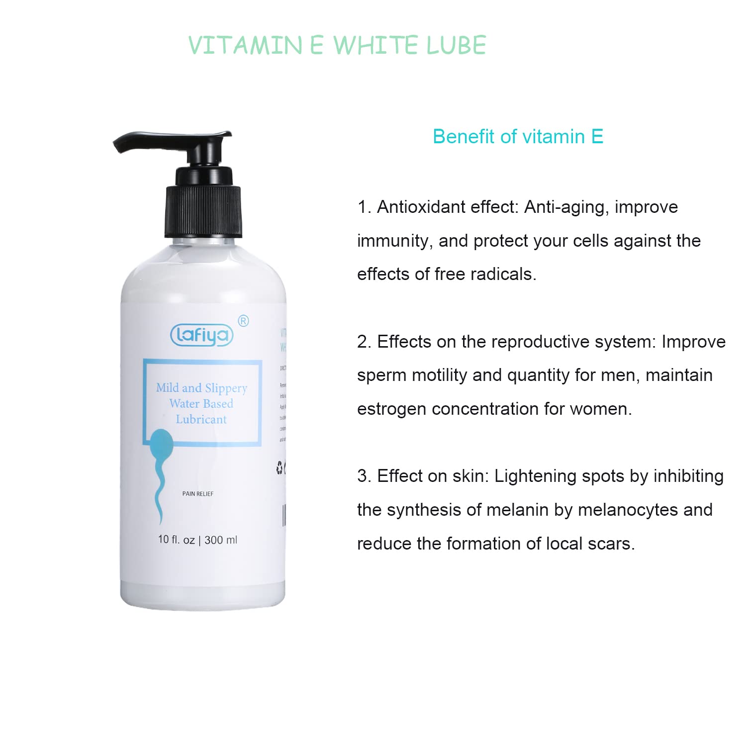 Water Based Lubricant, Vitamin E Creamy White Lube for Vaginal and Anal Sex, Long Lasting Non Sticky Slippery Personal Lubricant Moisturizer for Women Men Massage 10 oz