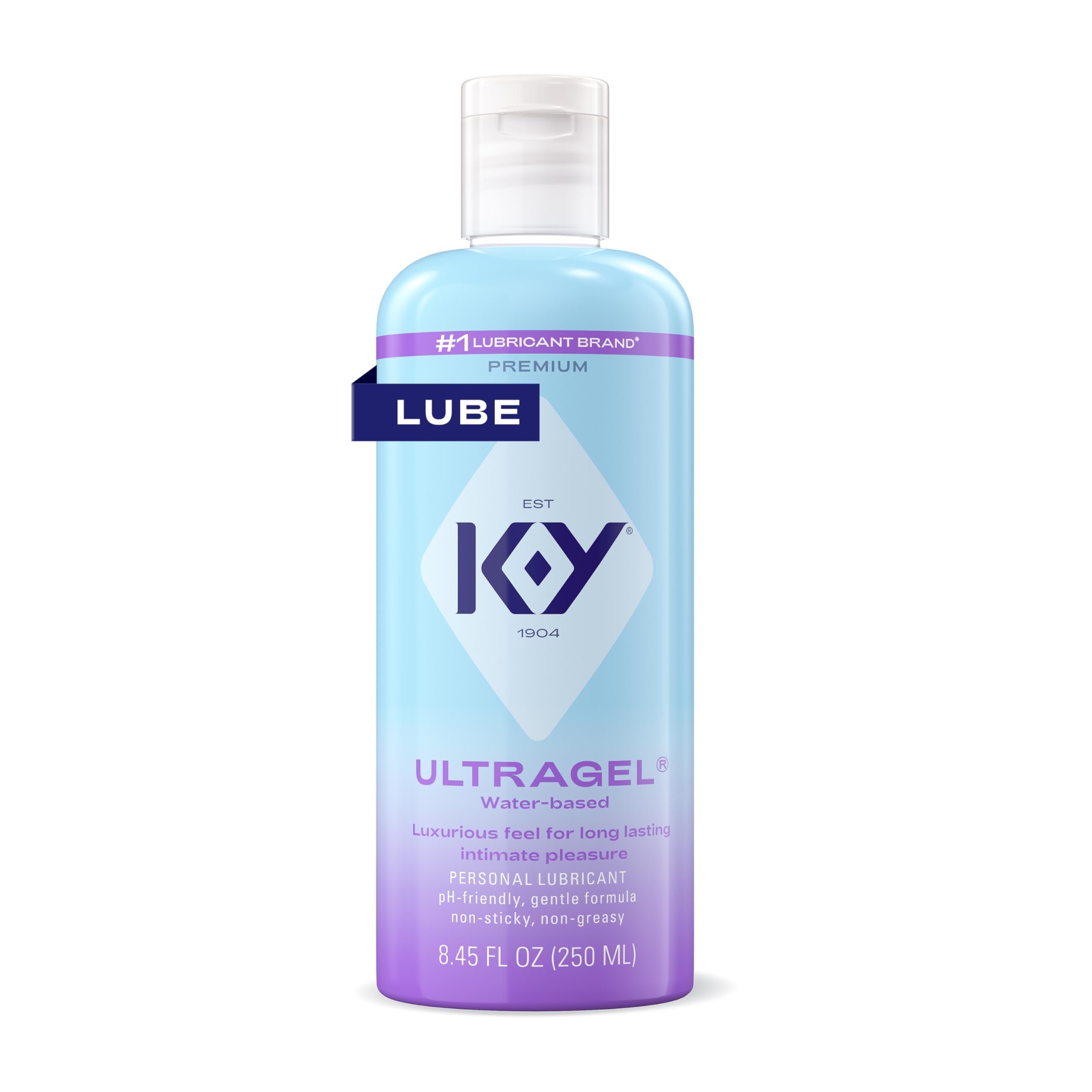 K-Y Ultragel Water Based Lube, Non-Greasy Water Based Personal Lubricant, pH Friendly Lube, Condom Friendly Personal Lube, 8.45 Fl Oz