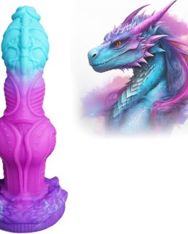 Fantasy Ribbed Dildo with Knot Huge Monster Dildo U & G-spot Big Colorful Dragon Dildos with Suction Cup, Long Anal Plug Adult Sex Toys & Games for Women Men Couples