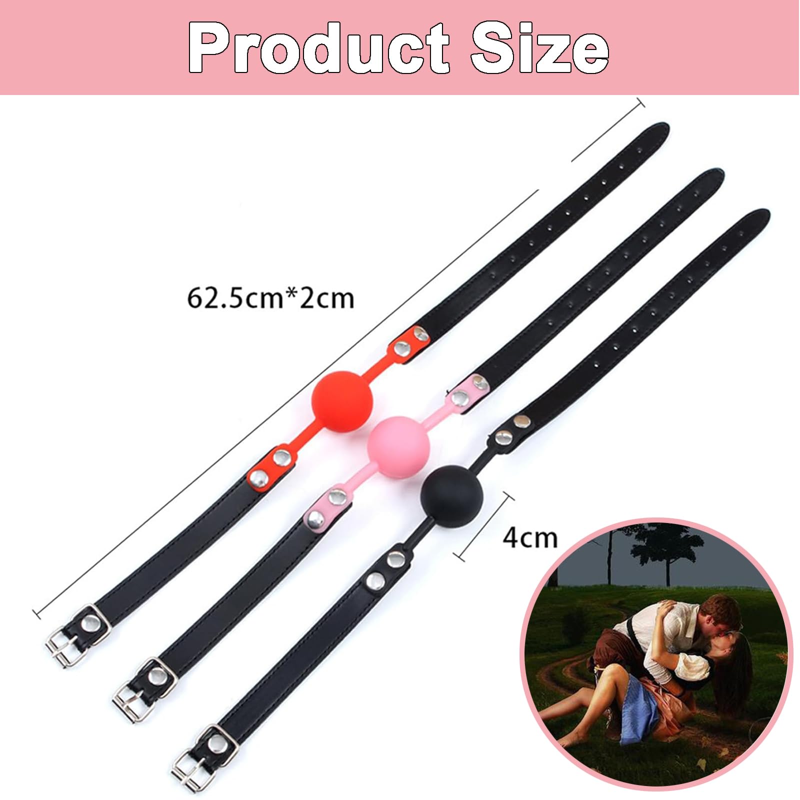 Leather Restraints Ball Mouth Plug Silicone Bondage Ball Gag for Sex