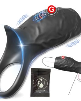 Couples Male Adult Sex Toys – All Liquid Silicone Soft Vibrating Penis Sleeve Cock Ring, Pleasure Penis Ring Vibrator Penis Extender for Penis Testicles G Spot Stimulation, LNIIY Sex Toy Game for Men