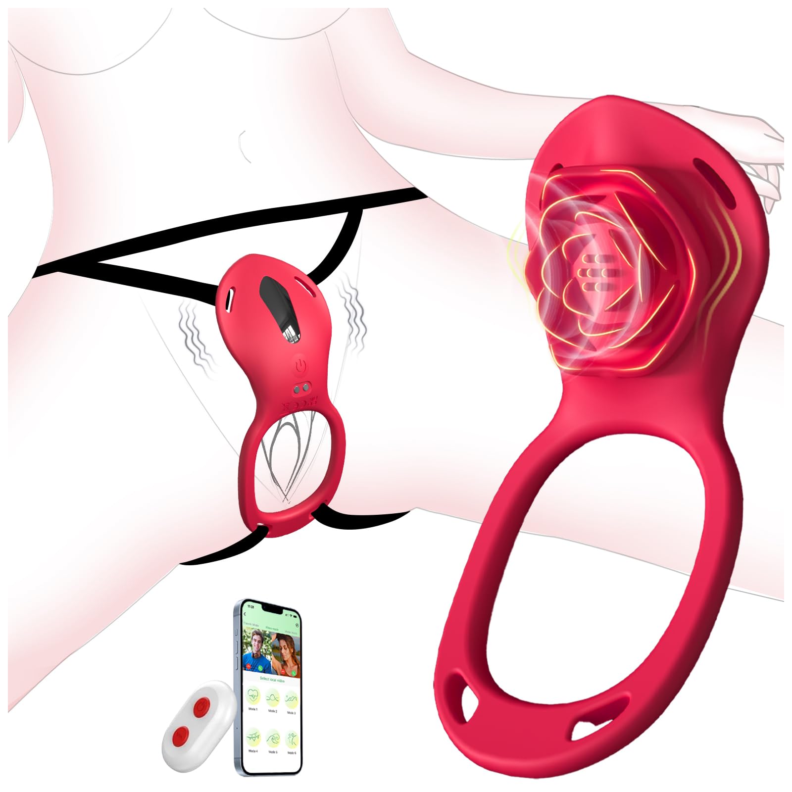 Couples Rose App Remote Control Wearable Vibrator, Couple Women Adult Sex Toys Games for Men, Hands Free Panty Clitoris Vibrator Vibrating Cock Ring, ZOOPLOU BDSM Female Sex Toy