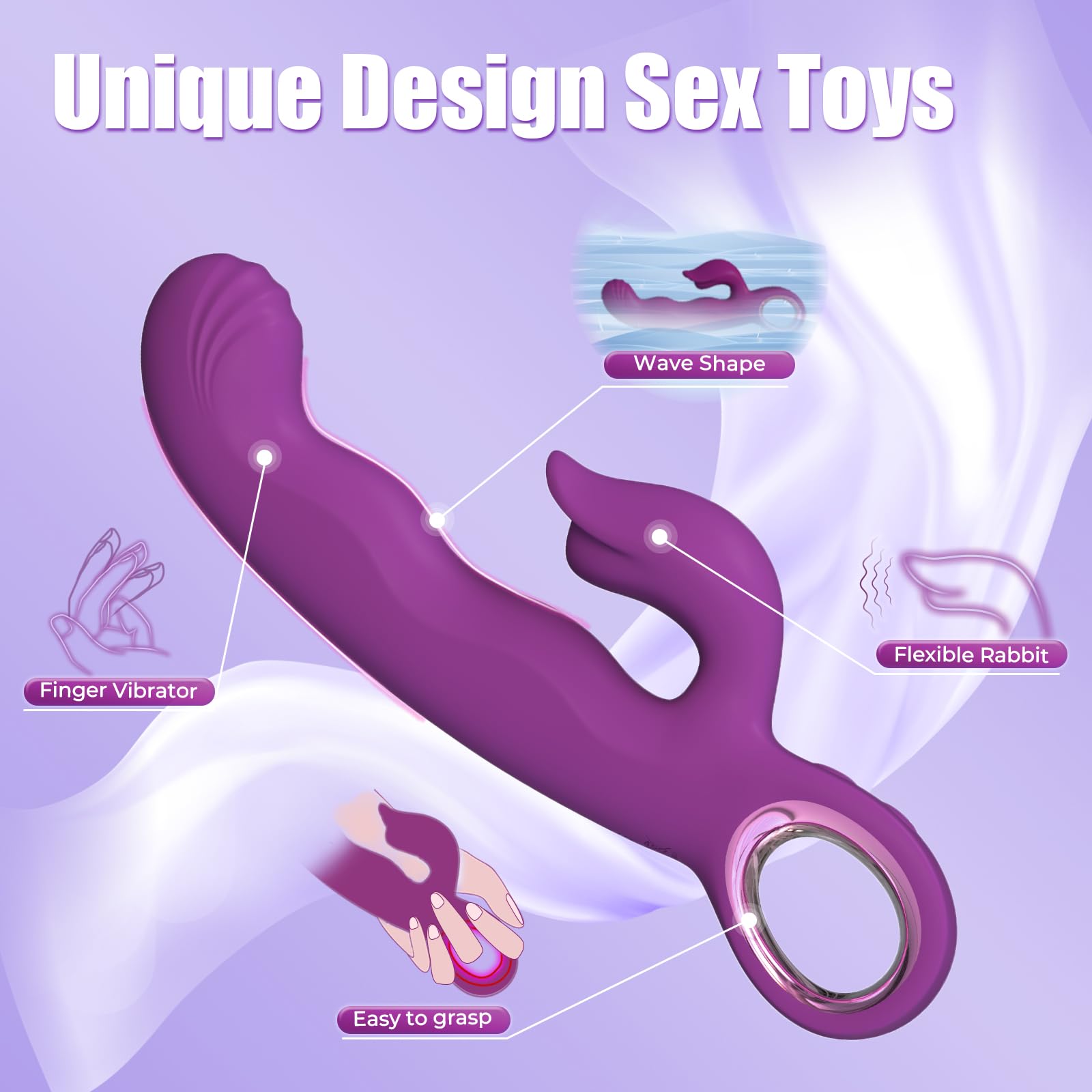 Thrusting Vibrator for Women, 3 in 1 Adult Sex Toys with G Spot Rabbit Vibrator and Clitoral Stimulator, 7 Thrusting & 7 Vibrating Modes, 8.3 Inch Waterproof Silicone Dildo for Women Couples