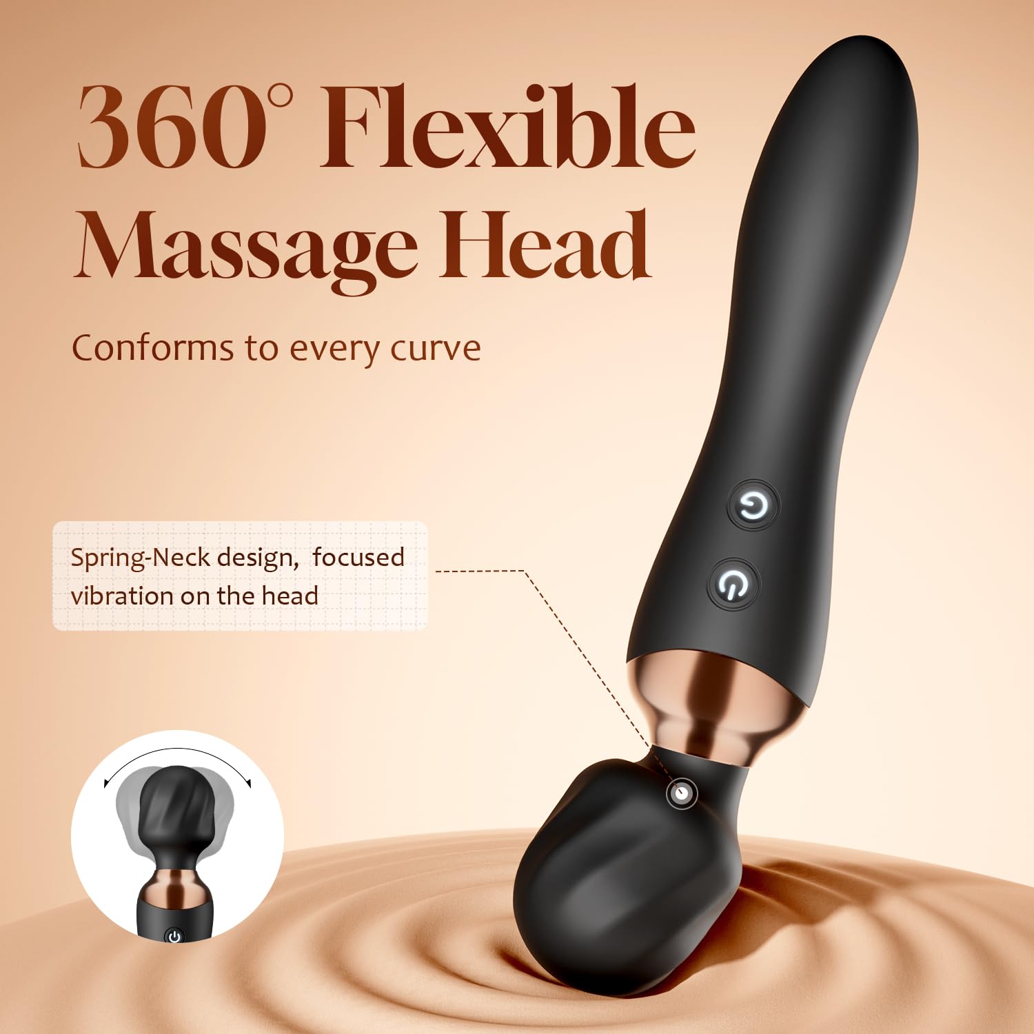 MOOLIGIRL Vibrator Wand Dual-Ended Dildo, 24 Vibration Patterns, Adult Women G Spot Sex Toy, Powerful Quiet Motor, Cordless & Waterproof Massager Solo & Couple Clitoral Nipple Toys - Black