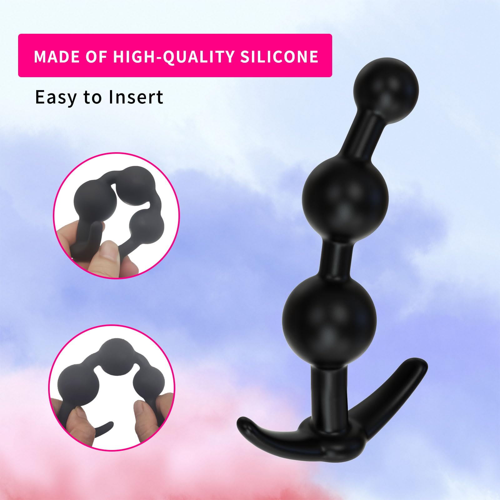 2PCS Anal Beads & Butt Plug, Silicone Anal Training Kit, Flexible Anal Bead Sex Toys with Different Size Anal Balls Prostate Massage, Anal Plugs for Men Women Couples Anus Dilator Dildo Anal Toys