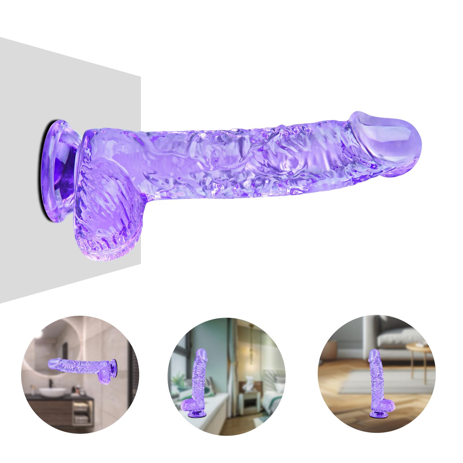 Small Realistic Purple 6.4-Inch Cute Dildo with Suction Cup, Thin Dildo with Egg, Adult Sexual Toy for Vaginal G-spot and Anal Pleasure, Suitable for Beginner Female/Male/Homosexual Users