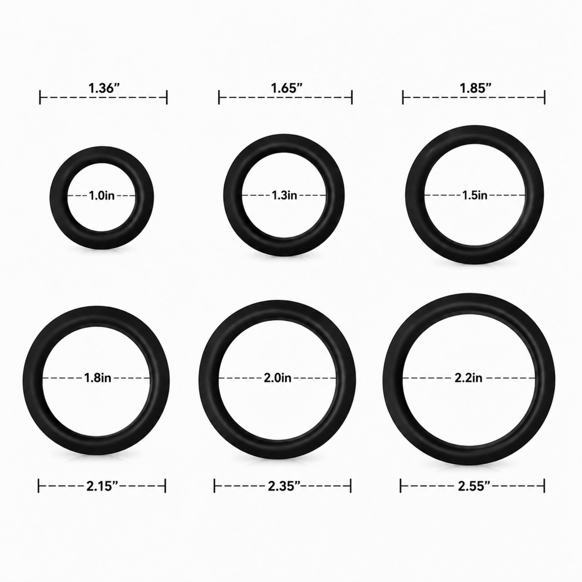 TCSR 6 Different Size Cock Rings - Medical Grade Soft Silicone Penis Rings - Better Sex