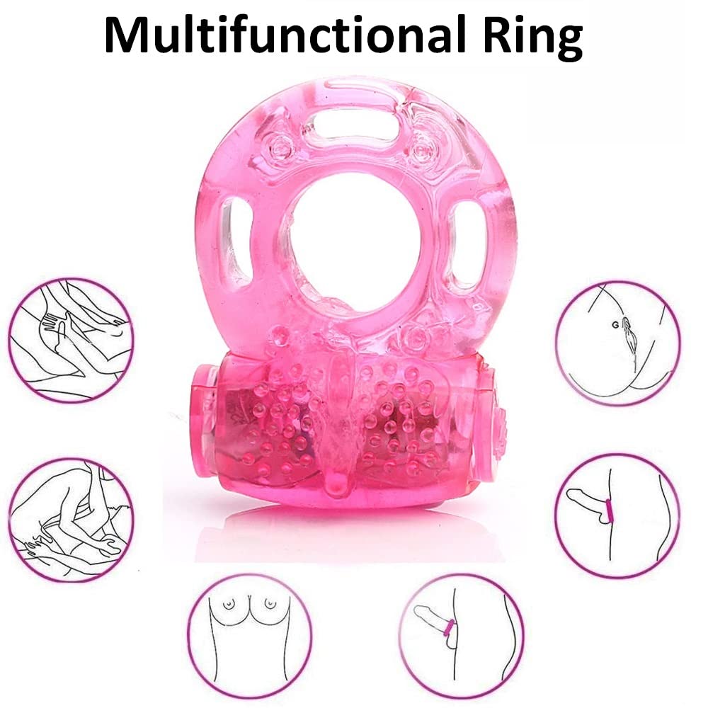 2 PCS Vibrating Penis Ring Cock Ring Vibrator Clitoral Stimulator Penis Erect Erection Enhance Sex Product Adult Erotic Sex Toys for Men Delay Ejaculation