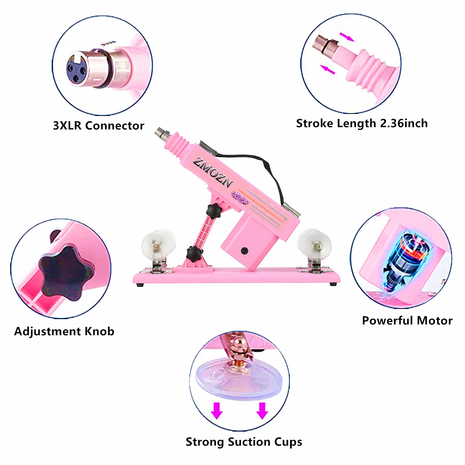 ZMOZN Automatic Sex Machine Thrusting Dildo Machine with 3 XLR Connector