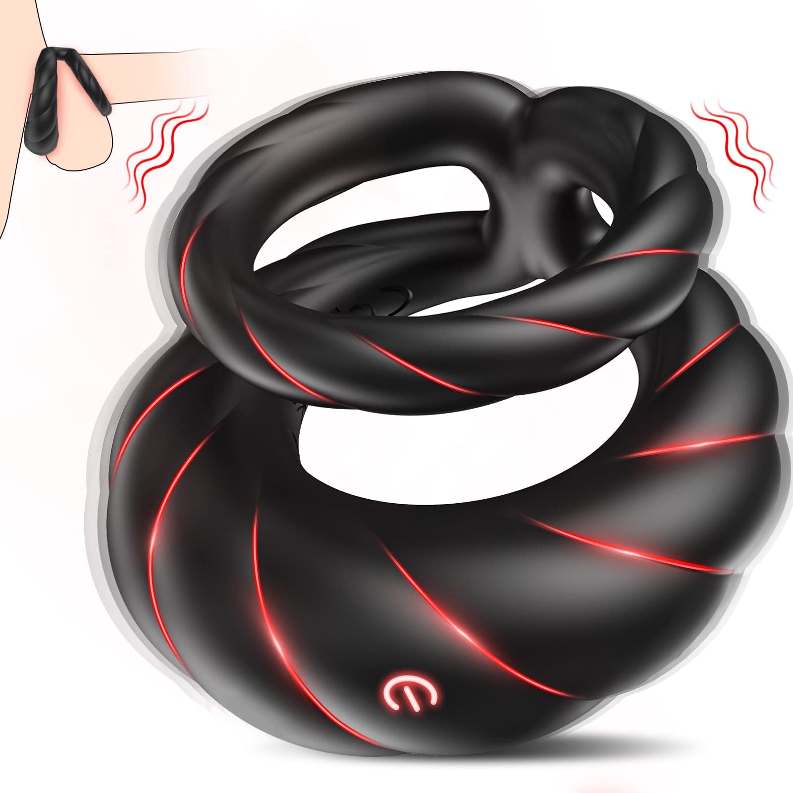 Vibrating Cock Ring Sex Toys for Men - Penis Ring Vibrator with 10 Vibrations, Adult Male Sex Toy for Longer Harder Stronger, Double Penis Vibrators Dildo, Couples Mens Male Adult Sex Toys S&M Whips