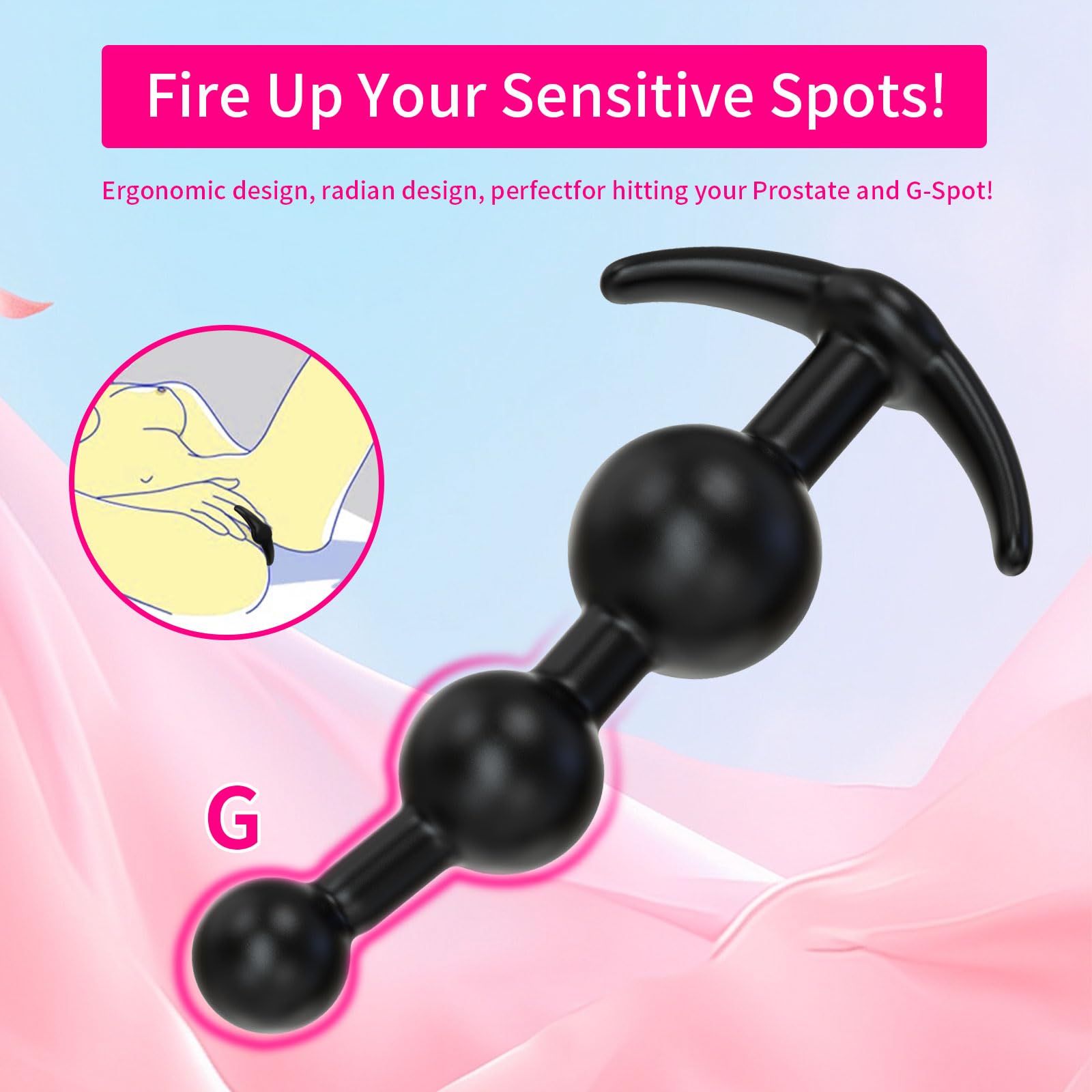 2PCS Anal Beads & Butt Plug, Silicone Anal Training Kit, Flexible Anal Bead Sex Toys with Different Size Anal Balls Prostate Massage, Anal Plugs for Men Women Couples Anus Dilator Dildo Anal Toys