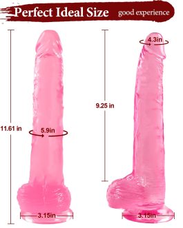 Big Dildo, 11.61 Inch Thick Dildos Lifelike Skin-Touching Feeling, Soft Pink Dildo with Strong Suction Cup, Big Size G-spot Penis Sex Toys for Advanced Women and Men Players