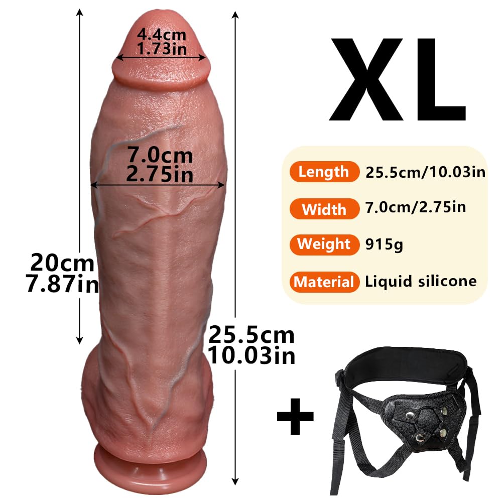 KSOCOEY Strap On Realistic Wide Dildo - Thick Huge Big Flexible Dildos with 2 Sizes & Suction Cup for Anal Play Vagina G-spot Prostate Stimulate Giant Butt Plug Sex Toys for Women Men Beginner (Large)