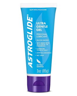 Astroglide Water-Based Lube (3oz), Ultra Gentle Gel Personal Lubricant, Hypoallergenic with No Parabens or Glycerin, Lube for Men, Women, and Couples
