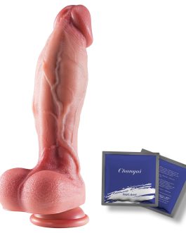 Realistic Dildo-9.5″Soft Dual-Density thick dildo for women,6.8“max girth for G-Spot Anal play,strap-on dildo,body-safe silicone dildos with soft lifelike skin and veins,solo or couple play,adult toy