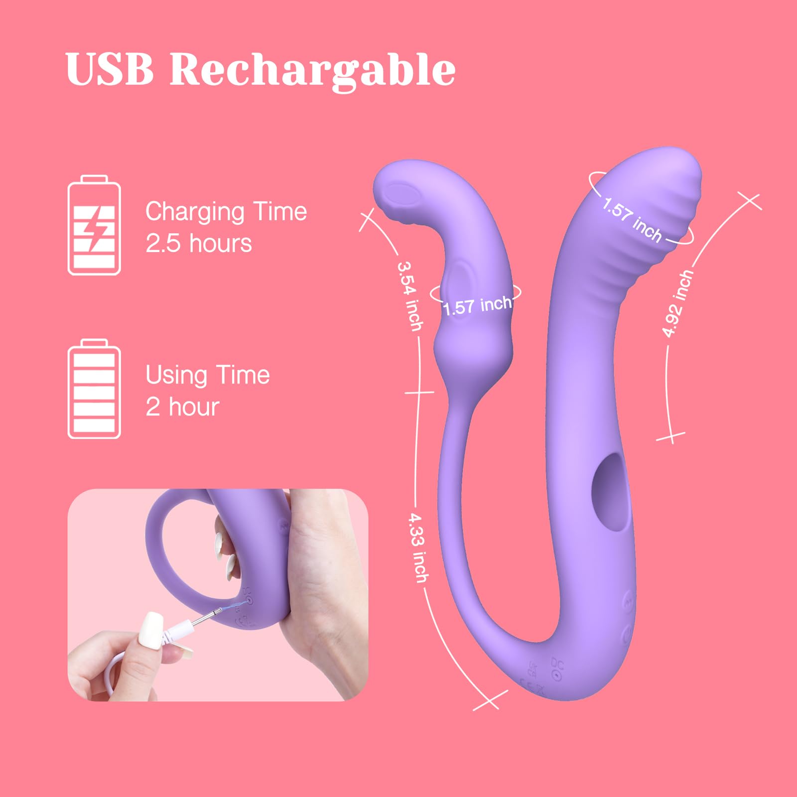 Tracy's Dog Vibrator Sex Toys - Transformable Rabbit Vibrators for Women, Clitoral & Anal G-Spot Stimulation, Soft Double-Ended Dildos for Solo & Partner, Remote Adult Toy with 10 Vibrations, Wizzy