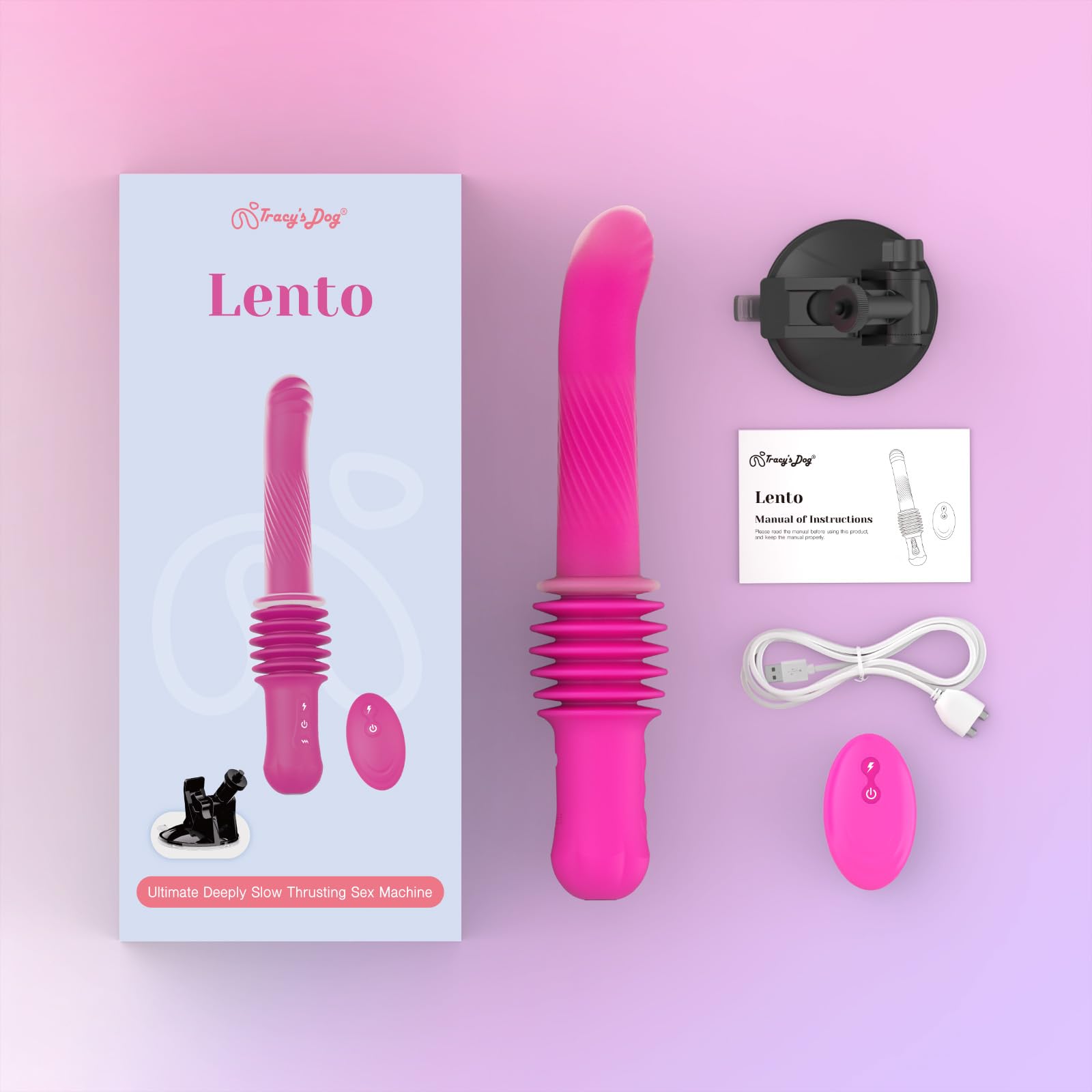 Tracy’s Dog Thrusting Dildo Sex Machine for Women, 2.36-Inch Deep Thrusts Vibrator Sex Toy with 3 Speeds & 10 Vibration Modes, Remote Control Adult Toy, Dual-Layer Silicone, Heating Function(Lento)
