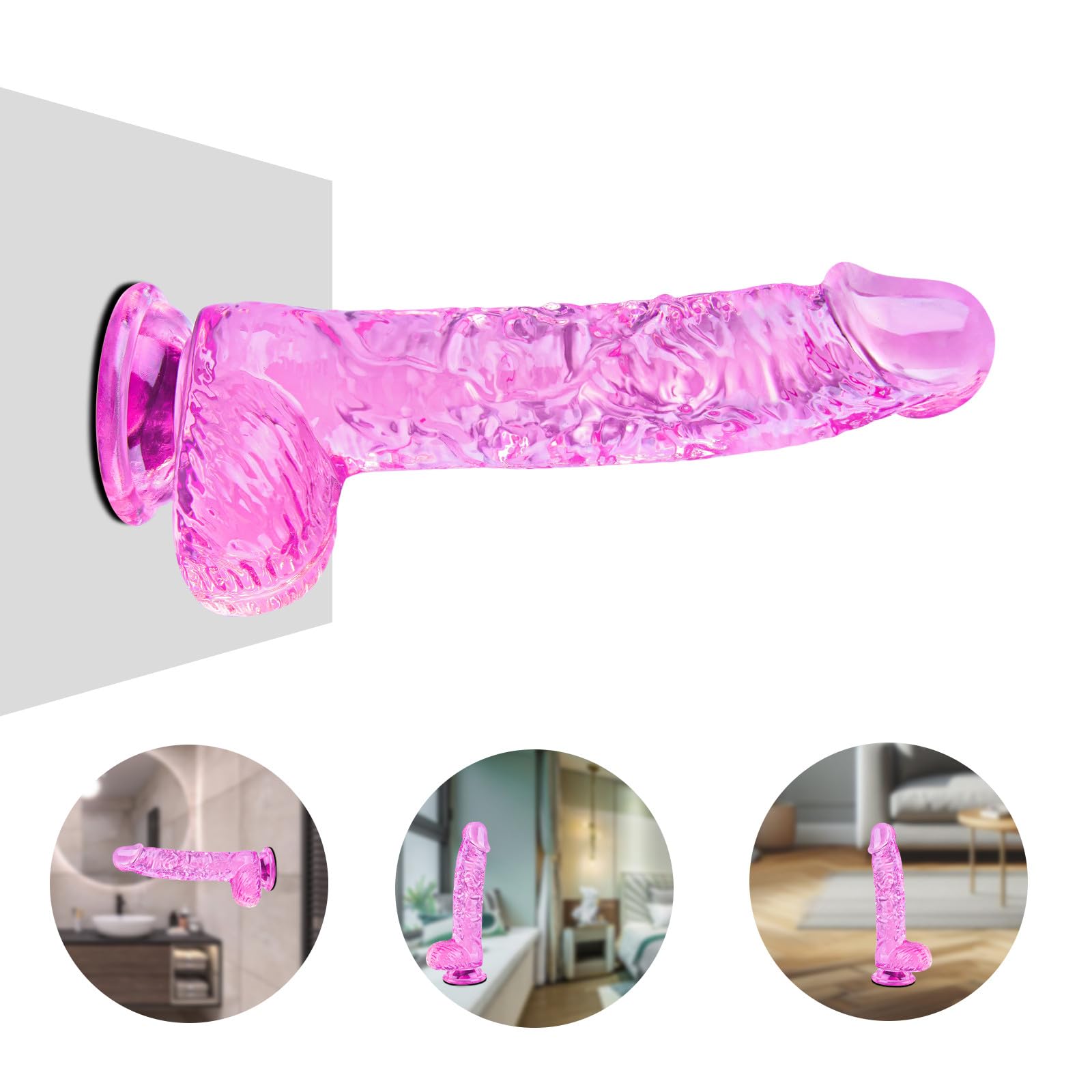 6.4-inch Pink Dildo, Cute Small Anal Dildo, Realistic Slim Penis, with Strong Suction Cup and Balls, G-Spot and Anal Stimulation, Suitable for Beginner Women/Men