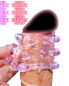 2 Pcs Silicone Penis Sleeve Girth Enhancer Sleeve,with Large Particles for Men Erection Penis Enlarger,Cock Rings for Men Delay Ejaculation,Vagina Toy for Couples Sex Adult Sex Toys for Couples