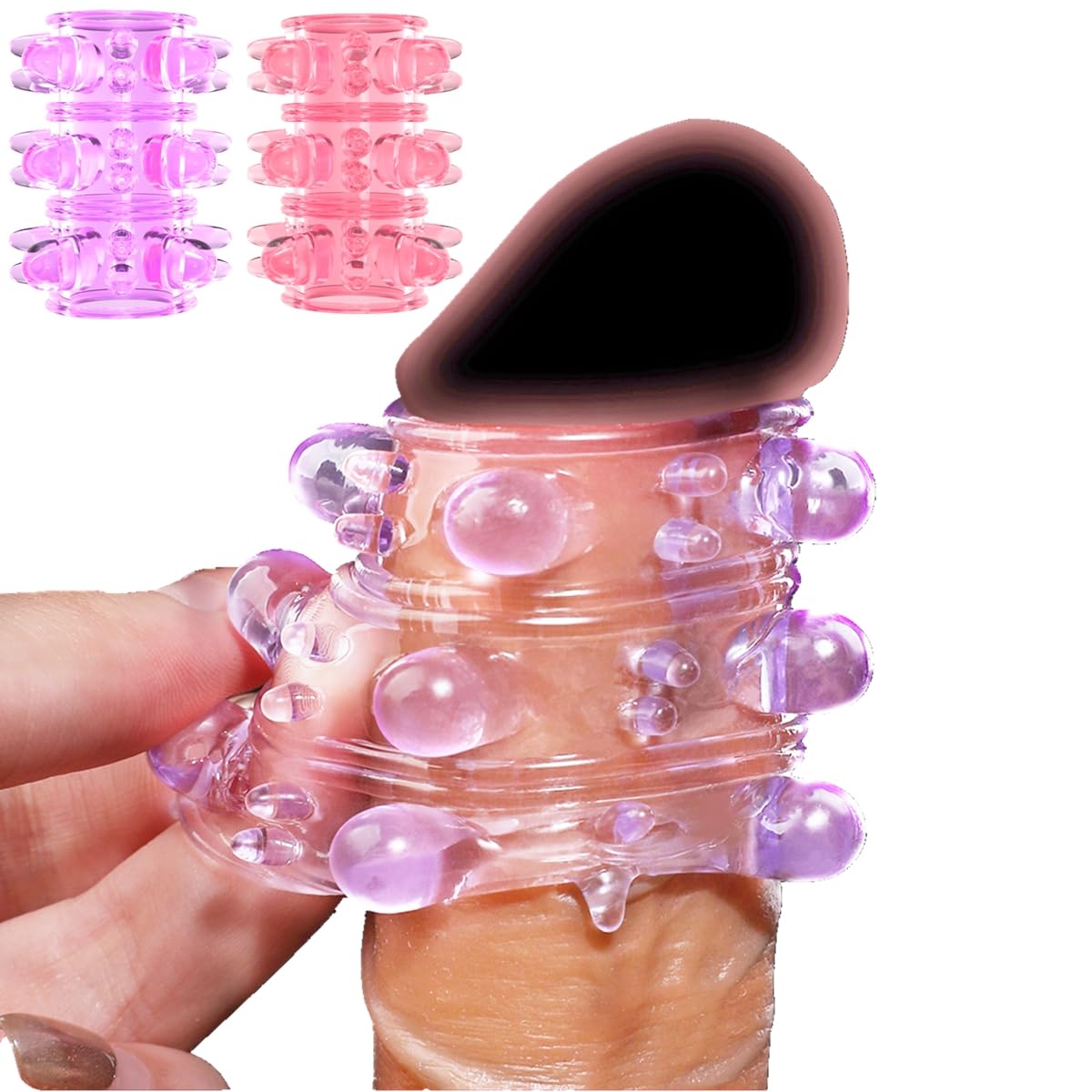 2 Pcs Silicone Penis Sleeve Girth Enhancer Sleeve,with Large Particles for Men Erection Penis Enlarger,Cock Rings for Men Delay Ejaculation,Vagina Toy for Couples Sex Adult Sex Toys for Couples