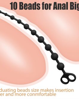 Silicone Anal Beads Butt Plug Sex Toys, 10 Graduated Pleasure Beads Anal Plug Prostate Massager with Finger Loop, Beginners Flexible Adult Anal Toys for Couples Smooth Sensual Anal Play for Men Women